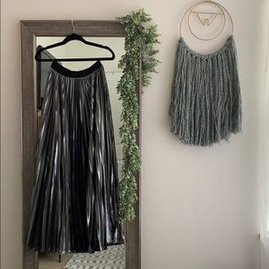 Silver high slit maxi skirt